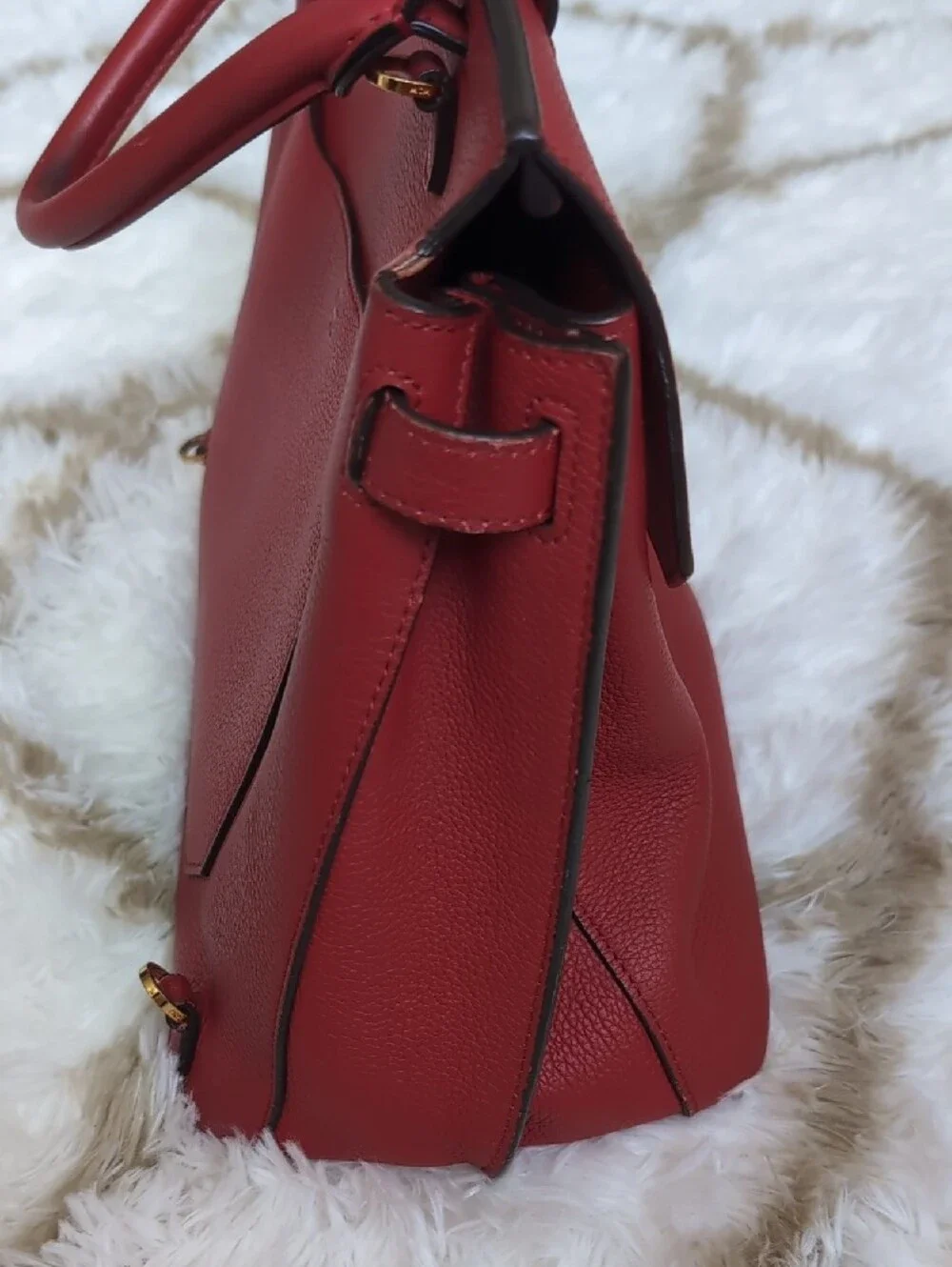 MCM Authentic Red Leather Fontanellas Park Ave Milla Convertible Backpack